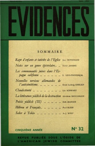 Evidences. N° 32 (Mai 1953)
